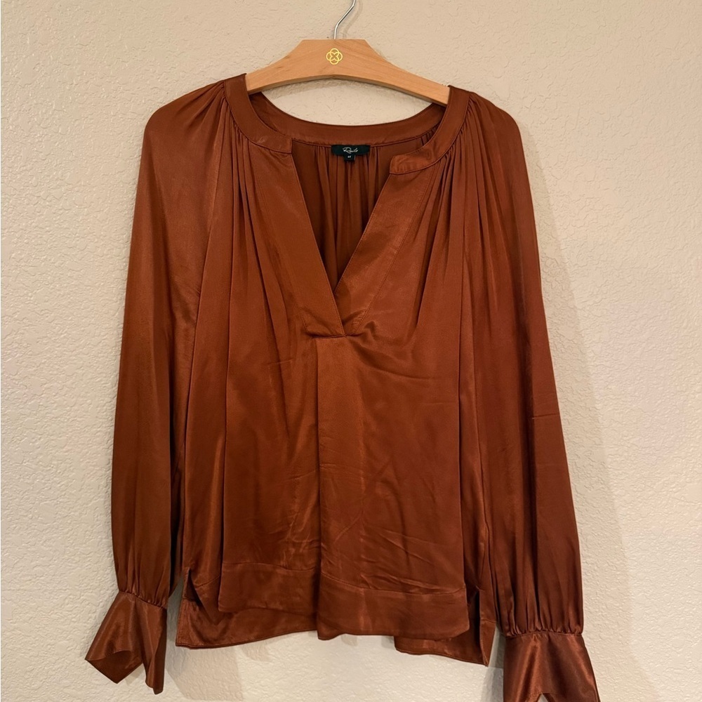 Rails Wynna Rust Women’s Blouse Top Silk Satin